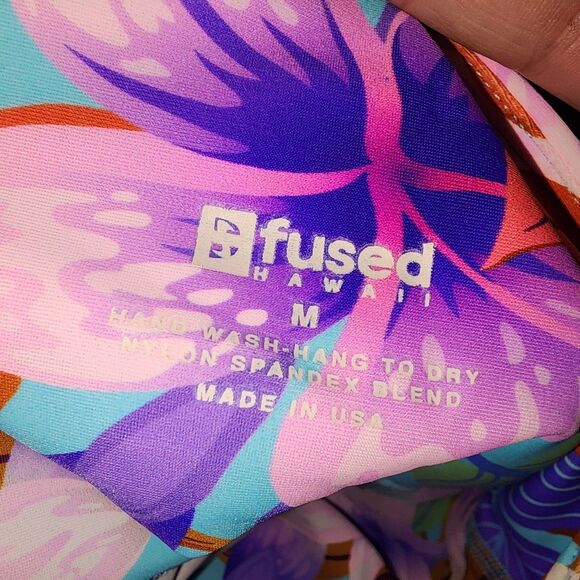 FUSED HAWAII SzM Pink Blue Floral Tropical Paradise Beach Hibiscus Yoga Leggings - Picture 5 of 6